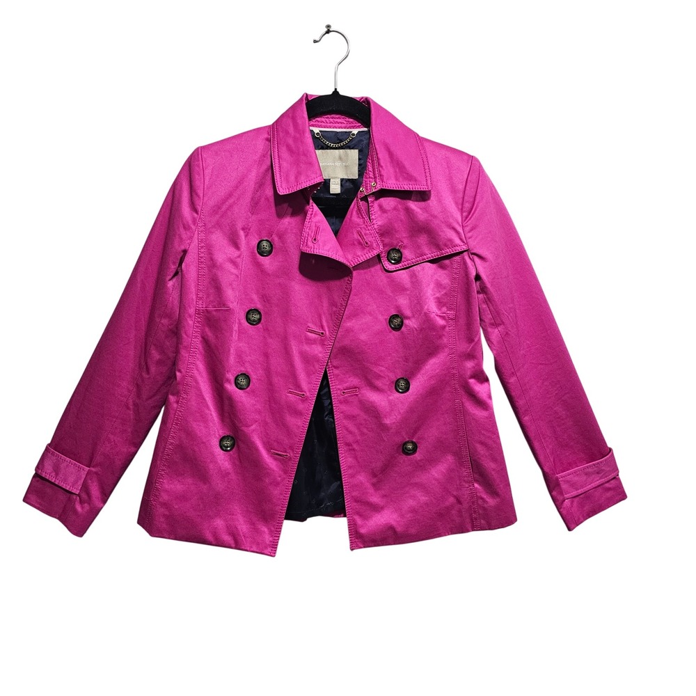 Banana Republic Double Breasted Fuschia Pink Short Trench Jacket Size Petite XS